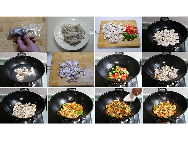 营养美味的八爪鱼爆蘑菇